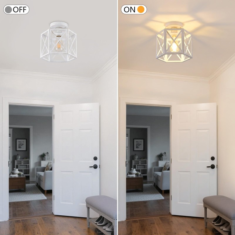 XSDeTu 2 Pack White Semi Flush Mount Ceiling Light, Modern
