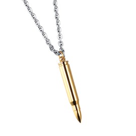 Generic Bullet Necklace Titanium Steel Bullet Pendant Chain Punk Gothic Necklace Personality Cool Necklace Jewelry for Men Women Boy, Golden, 55*1cm