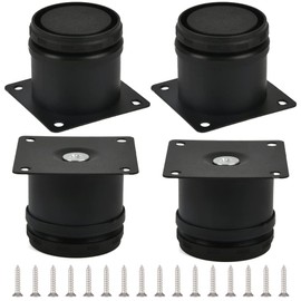 TIMESETL Set of 4 Furniture Feet, Black, Adjustable Legs, 50 mm Height, Cabinet Legs, Stainless Steel, Thickened Table Legs, Furniture Legs, Cabinet Legs with 16 Stainless Steel Screws