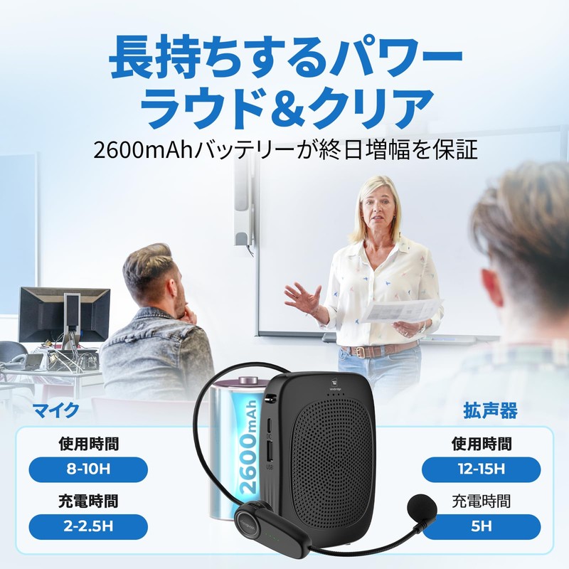 WWinbridge Portable Speaker, 15W Head Microphone, Hands-Free Speaker, Microphone with
