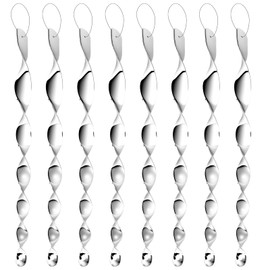 12 Pack Silver Spiral Bird Repellent Reflective Scare Rods, Hanging Plastic Rod Bird Deterrent Device, Glossy Finish Wind Spinner Scare Animals Away Outside Patio Lawn Garden Trees Decorations