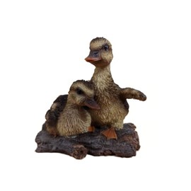 Vivid Arts Realistic Baby Ducklings on Log | Resin Home or Garden Decoration | RL-PF31-D