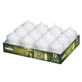 BOLSIUS Set of 12 White Pillar Candles -2.25-x3 inch Unscented Candle Set - Dripless Clean Burning Smokeless Dinner Candle - Perfect for Wedding Candles, Parties and Special Occasions