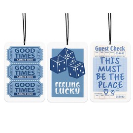 Retro Preppy Blue Car Air Freshener Funky Dice Y2K Car Accessories Interior Hanging 3Pcs, Feeling Lucky Good Times Girly Rear View Mirror Decor Cute Car Accessories for Women Closet Drawer(Lavender)