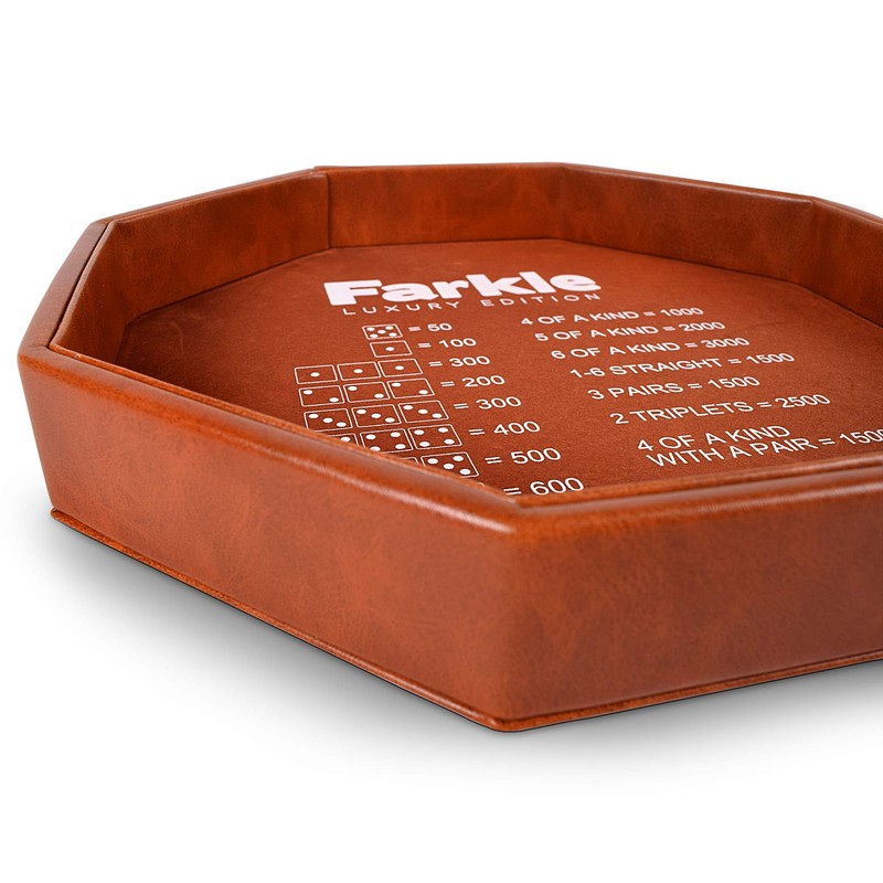 RNK Gaming Farkle Luxury Edition Brown PU Leather Dice Tray