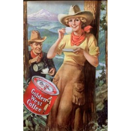 Hollywood Icons Vintage Golden West Coffee Ad Reproduction Framing Print Advertising 17x12