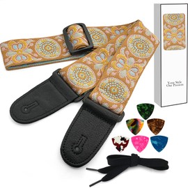 Guitar Bass Strap Acoustic - Guitar Strap for Electric Acoustic, Guitar, Bass and Electric Guitars, Cowhide End Adjustable Guitar Straps for Guitarist, Brown