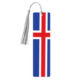 Flag of Iceland Print Wooden Bookmark Wood with Tassel for Reading,Perfect Present for Book Lovers