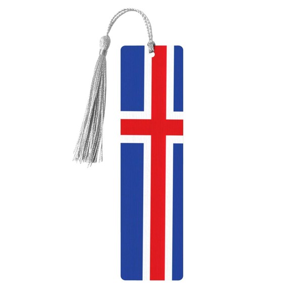 Flag of Iceland Print Wooden Bookmark Wood with Tassel for