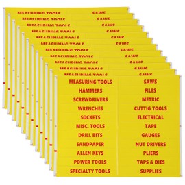 PATIKIL Tool Box Label Sticker, 12 Sheets Machine Organizer Decal Waterproof Tool Box Stickers for Home Industry, Yellow (22 Pcs/Sheet)
