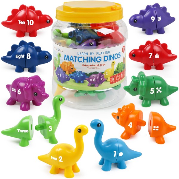 Matching Number Counting Dinosaur Toys with Double-Sided 1 2 3