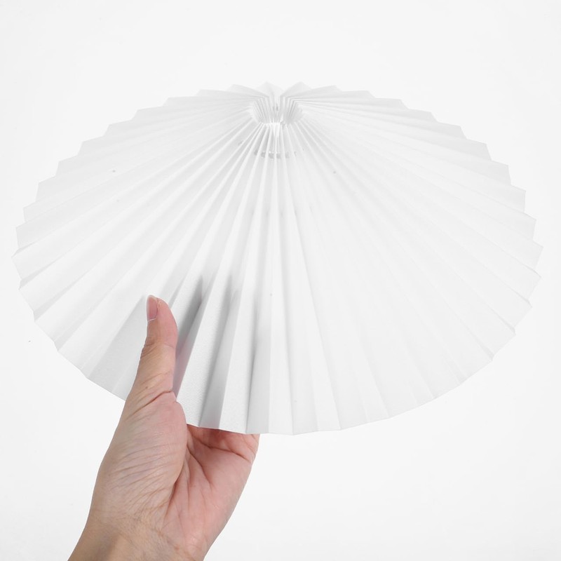 Hemobllo White Round Fabric Pleated Lamp Shade - E27 Replacement