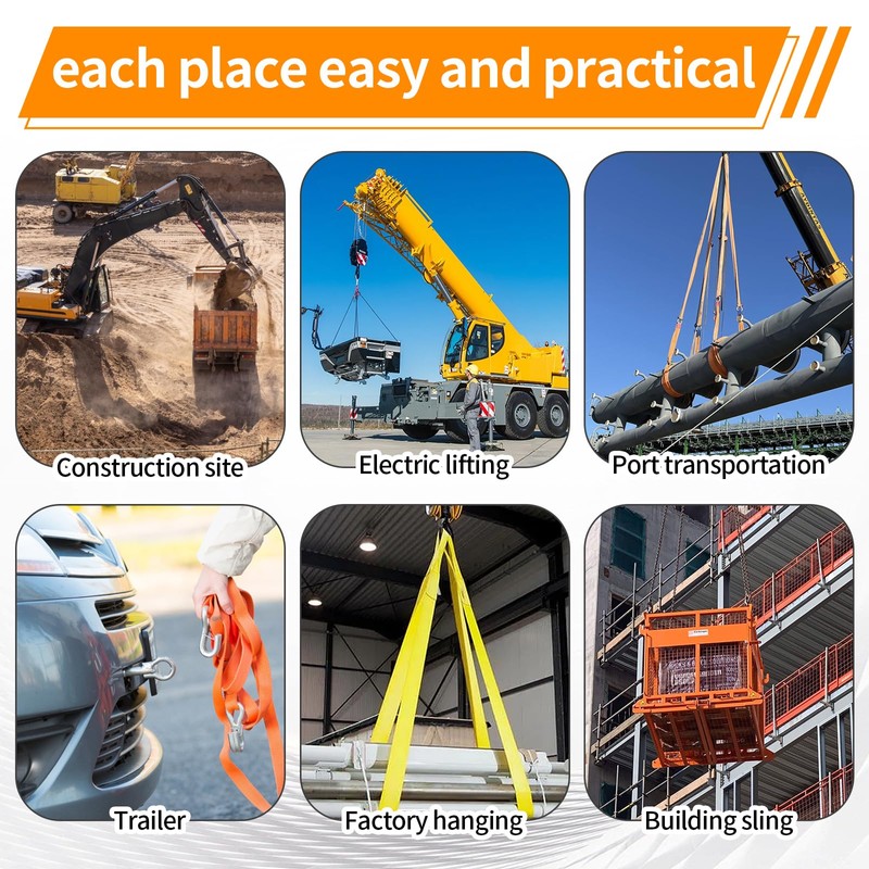 Heavy Duty Lifting Sling Strap 2 Pcs Cargo Lifting Sling