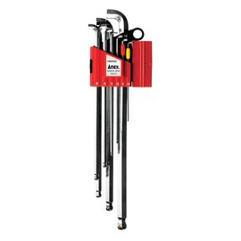 ANEX HB-2009 Wrench Ball Point Slim with Mag Catch Holder, 9 Piece Set (0.06/0.1/0.1/0/0.06/0.3/0.2/0.2/0.2/0.12/0.12/0.2/0.12 inches (1.5/2/2.5/3/4/5/6/8/1