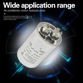 Jadeshay Starting Capacitor AC Motor Capacitor 15uF 450V CBB65 AC Capacitor Motor Running Capacitor for Air Conditioning Compressor Motor Operating Capacitor Components