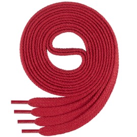 Di Ficchiano flat lace-up made of 100% cotton for trainers and trainers - very tear-resistant - approximately 7 mm wide, 45 cm - 200 cm length. Made in Europe., red, 190 cm