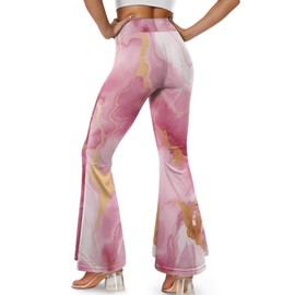 Glomenade Pink Quicksand Marble Women Yoga Pants High Waisted Tummy Control Flare Sweatpants Women Trendy Breathable Shapewear Casual Bootleg Yoga Pant