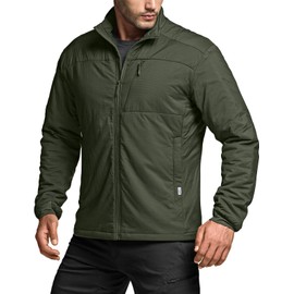 CQR Men's Lightweight Insulated Jacket, Windproof Packable Water Resistant Warm Active Coat for Hiking Work Outdoor Tactical, Frame Army Green, XX-Large