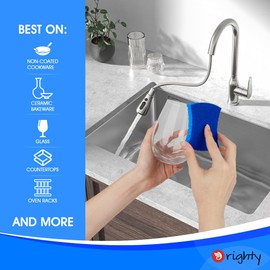 Orighty Non-Scratch Cellulose Scrub Sponges 24 Pack, Kitchen Sponges for Kitchen, Bathroom, and Household, Dual Side Sponges for Dishes, Non-Scratch Sponges Safe on Non-Stick Cookware, Car and More