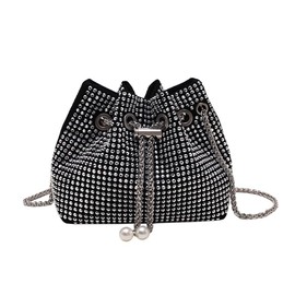 TOFBS CrossBody Bag Damen Glitzer Pailletten Strassstein Clutch Klein Handtasche Umhängetasche Tasche Abendtasche für Hochzeit Abendparty Party Feiertage Silber