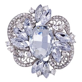 LAXPICOL Broche grande de flores de cristal transparente brillante para mujer