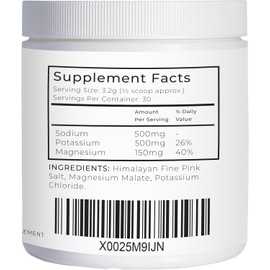 Ultimate Electrolytes Unflavoured Powder for Hydration, 96g - 30 Servings, 500mg Sodium from Pink Himalayan Salt, 500mg Potassium, 150mg Magnesium, 3rd Party Lab Tested - Love Life Supplements