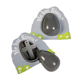 Glow-in-the-Dark Jesus Has Risen Tomb Plastic Easter Eggs with Cross, 12-Pack