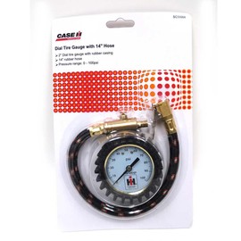 IH Logo Dial Tire Gauge with 14 Inch Hose 0-100 psi