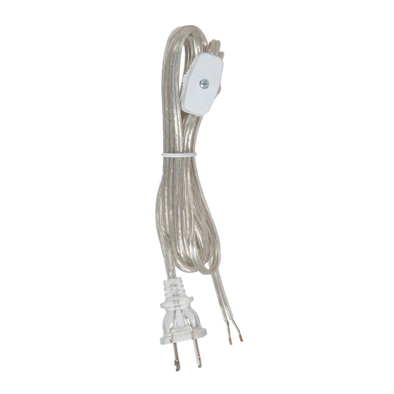B&P Lamp® 8 Foot Clear Silver Cord Set W/Rotary On-Off