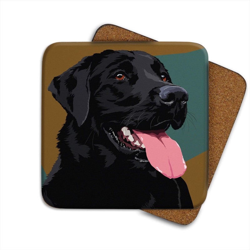 Black Labrador - Set of 4 Coasters - Leslie Gerry