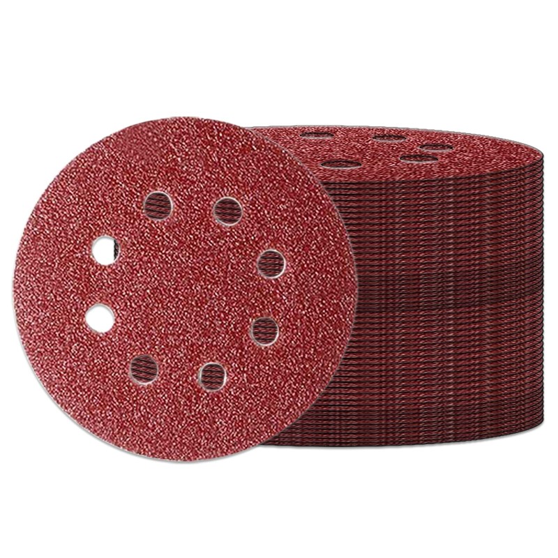 50Pcs 125mm 8 Holes Sanding Discs Pads Sanding Sheets, 5