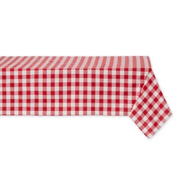 DII 100% Cotton, Machine Washable, Dinner, Summer & Picnic Tablecloth 60 x 104, Tango Red Check, Seats 8 to 10 People