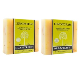 Plantlife Lemongrass Bar Soap Pack of 2 - Moisturizing and Soothing Soap for Your Skin - Hand Crafted Using Plant-Based Ingredients - Made in California 4oz Bar