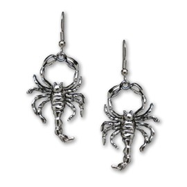 Gothic Scorpion Dangle Earrings Silver Finish Pewter