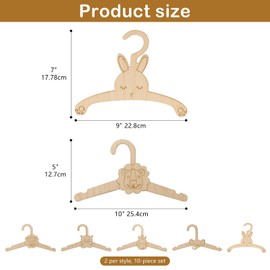 Mayoii Baby Hangers 10 Pack Wooden Space-Saving Animal Clothes for Nursery Closet, Non-Toxic Kids with Slim Design, Durable Infant Toddler Organization (Zoo Theme)