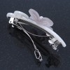 Light Silver/Light Grey Acrylic Crystal '3D Flower' Barrette Hair Clip