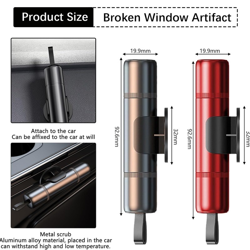 Katyjun 2 Stück Kompakter Tragbarer Nothammer Auto Essentials, Notfallhammer Auto