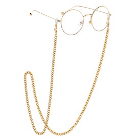 EPIRORA Glasses Chain for Women Men - Sunglasses Strap Face Mask Holder Lanyard Curb Chain Necklace, Anti-lost String for Glasses Retainer, Yellow Gold