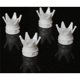 4 x Crown King Valve Caps Colour: White Valve Cap Vkrw