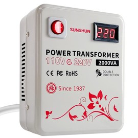 SUNSHUN 110v to 220v Converter, 2000W Step Up Transformer 110v To 220v With Voltage Display For 220/240 Volt European Asian Appliances Used In US