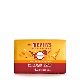 Mrs. Meyer's Clean Day's Bar Soap, Use as Body Wash or Hand Soap, Cruelty Free Formula Made with Essential Oils, Clementine Scent, 5.3 oz, 1 Bar