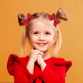 1 Paar Schleifen-Haarspangen,Haarspange Haarschleifen Mädchen, Haarschmuck, Rutschfeste Krokodil-Haarspangen,Mädchen, Haarschmuck, Frauen, Weihnachten, Hochzeit, Geburtstag (Rot)