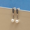 LeCalla 925 Sterling Silver Zirconia Antique Pearl Drop Dangle Stud