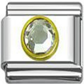 Sexy Sparkles April Birthday Birthstone Italian Charm with Gold Tone Frame