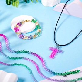 Cheriswelry Faceted Glass Bicone Beads Gradient Crystal Loose Beads Transparent Glass Bracelet Earring Beads 2.9-3.3mm for Xmas Decoration Jewelry Making (12 Strands, About 1752Pcs)