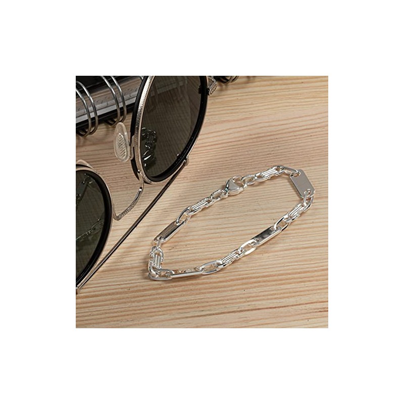 NKlaus Calla 12878 Men's Curb Bracelet 925 Sterling Silver 19