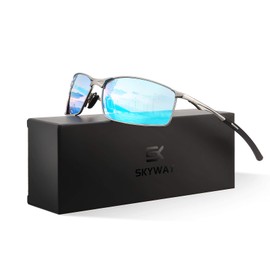 SKYWAY Mens Sunglasses Polarized for Outdoor Sports Metal Frame Cycling Glasses UV400 Protection, Anti Glare, Reduce Eye Fatigue