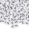 Looconi Letter Beads S 200pcs 7x4mm White Round Acrylic Black