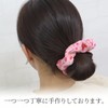 Japanese Pattern Crepe Scrunchie (Small Chrysanthemum Navy)