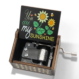 You are My Sunshine Music Box Cute Hand Crank Vintage Wood Engraved Music Boxes, Musical Gifts for Wife Mother Boyfriend Girlfriend Friend Birthday Christmas Anniversary Valentine's Day Mothers Day